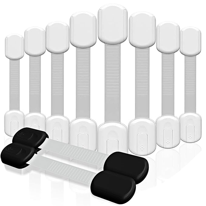 SKYLA HOMES Baby Locks Child Safety Cabinet Proofing - Safe Quick and Easy 3M Adhesive Cabinet Drawer Door Latches No Screws & Magnets Multi-Purpose for Furniture Kitchen Ovens Toilet Seats