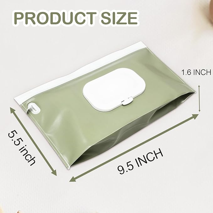 Baby Wipe Holder,Wipe Dispenser, 3-Pack Portable Refillable Wipe Container,Reusable Travel Baby Wipes Case, Waterproof and Dustproof, Wipe Holder for Diaper (Green)