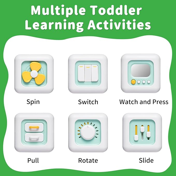 Busy Cube Toy, Sensory Toys for Toddlers 1-3, Baby Car Seat Toys 12-18 Months, Toddler Airplane Travel Toys Age 1-2, Learning Fine Motor Skills, 1st Birthday Gifts