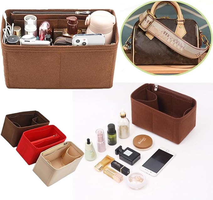 Lckaey Purse Inserts for Speedy 35 Organizer Insert, for monogram bag, HandBag protective insert Tote Bag and hand bag protector, organizer insert 1083Coffee-XL