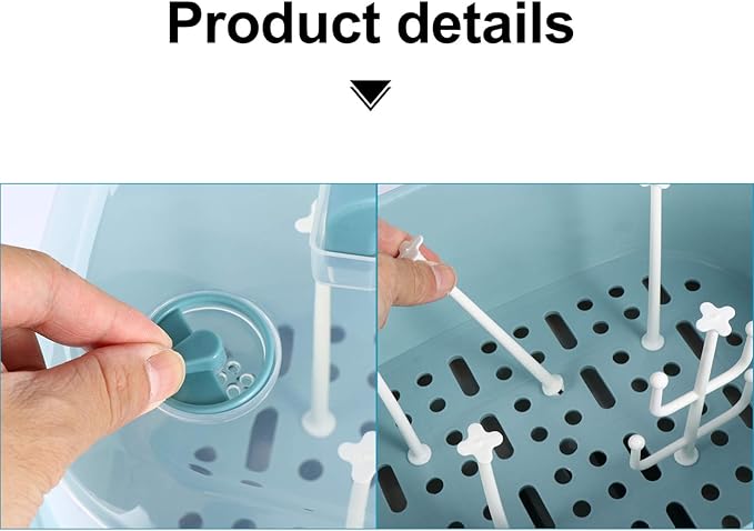 Toyvian Baby Bottle Dryer Portable Drying Rack Storage Box Organizer Case Portable Feeding Tool Kitchen Cabinet for Home Travel Drainer Baby Supplies, 14X10X10 Inches