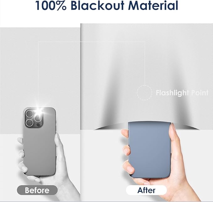 Blackout Curtains for Bedroom, 85" x 57" Temporary Blackout Shades for Windows, Portable Black Out Blinds Screen with 20 Loop & Hook, 100% Black Out Window Cover Film for Baby Nursery Travel RV- White