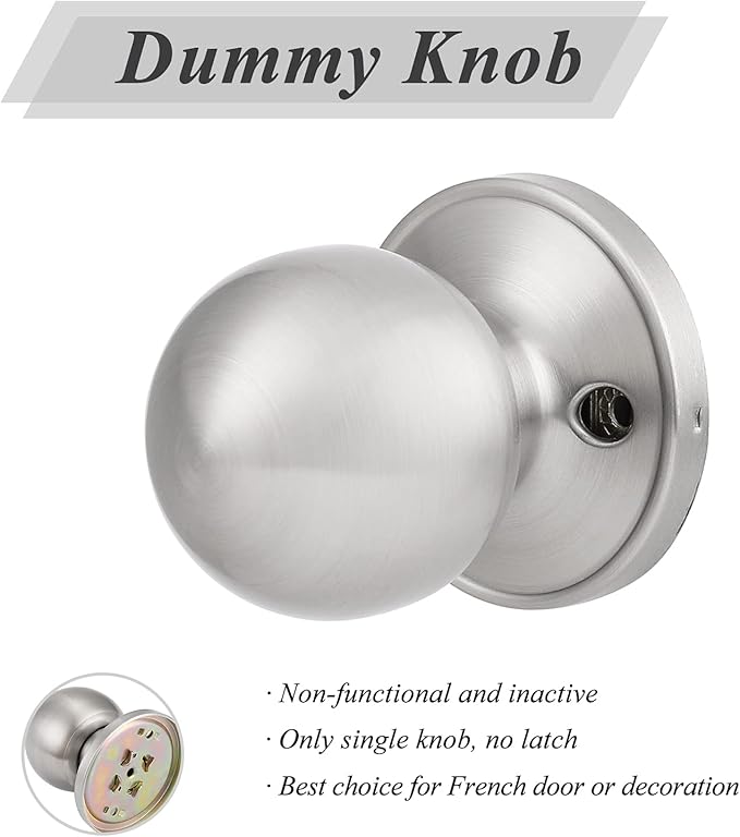 Probrico Ball Half Dummy Door Knob Brushed Nickel Inactive Single Door Knob