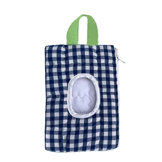 HIBEAR Quilted Diaper Wipe Pouch Portable Mommy Bag Refillable Floral Baby Wipe Holder for Travel Stroller Daily Casual (Plaid A)