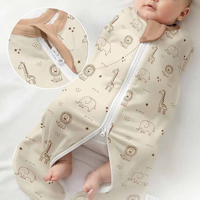 Baby Swaddle 0-2 Months, Cotton Arm-In Zipper Sleep Sack, Wearable Blankets Wrap for Newborn Infant Girls, Boys (Animal, Star Moon, Bear, Pack of 3)