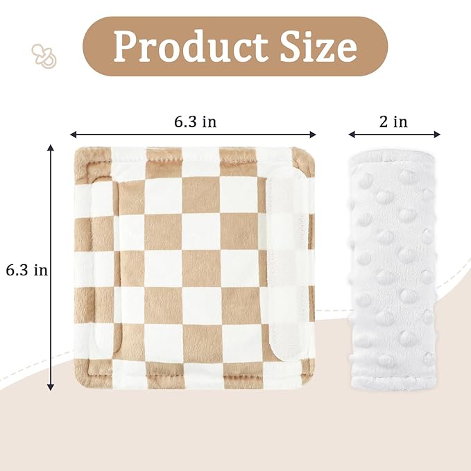 DILIMI Baby Car Seat Belt Covers, 2Pcs Carseat Shoulder Strap Pads, Soft Minky Car Seat Neck Covers, Newborn Car Seat Strap Protectors, Stroller Strap Covers for Baby Kids, Brown Checkered