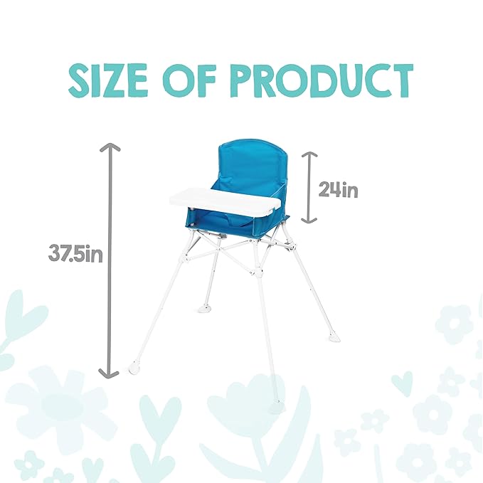 Regalo My Portable High Chair, Foldable High Chair for Babies & Toddlers, Indoor/Outdoor Baby Chair, Travel High Chair with Tray & Cup Holder, Aqua