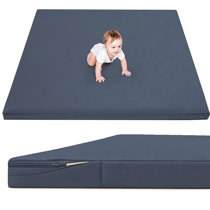 Waterproof Baby Play Mat for Floor 1.3"Thick Memory Foam 50 * 50 Cushion Playpen Playmat Tummy Time Crawling Mat Nursery Rug Pad Mattress Create Soft & Safe Area for Infants,Toddler,Kids,Navy