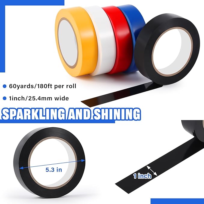 Frienda Floor Vinyl Tape 1/2inch Floor Marking Court Tape Outdoor Playing Field Marking Equipment for Social Distancing Gyms, Athletics, Equipment