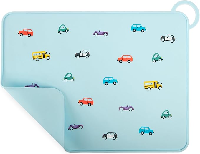 Silicone Placemats for Dining Table - Non-Slip Grip, Ridged Edges, Car Design