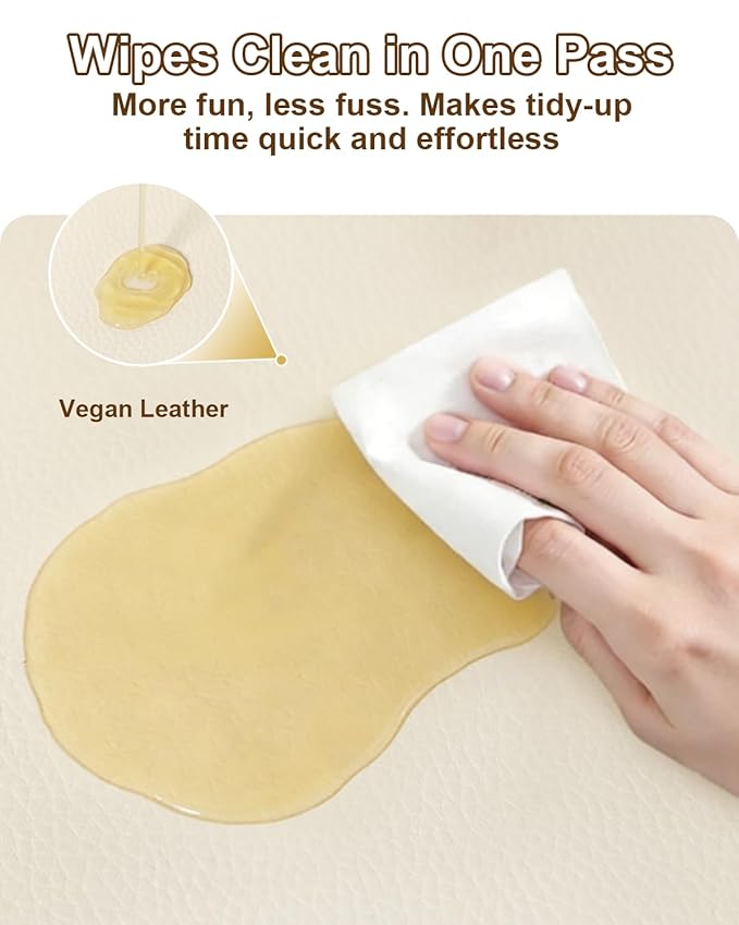 SEPARO Thick Trifold Baby Play Mat,Soft Vegan Leather 47x47 Play Mat for Playpen,Foldable Tummy Time Foam Floor Mats,Waterproof & Wipe-Clean for Toddler,Kids & Infants Playroom,Beige