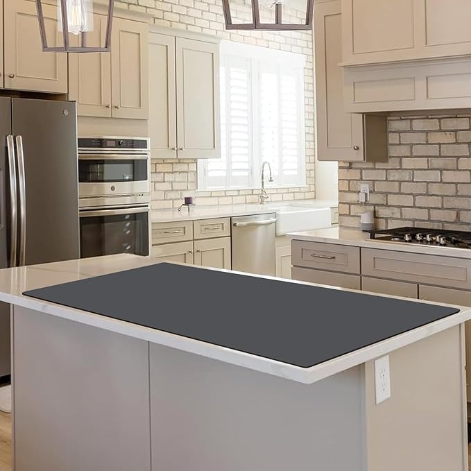 Extra Large Silicone Mat for Kitchen Counter, 31.5x23.6 Inch Heat Resistant Mat Countertop Protector, Non-Stick and Thick Silicone Pad Silicone Baking Mat for Dough and Pastry, Dark Gray