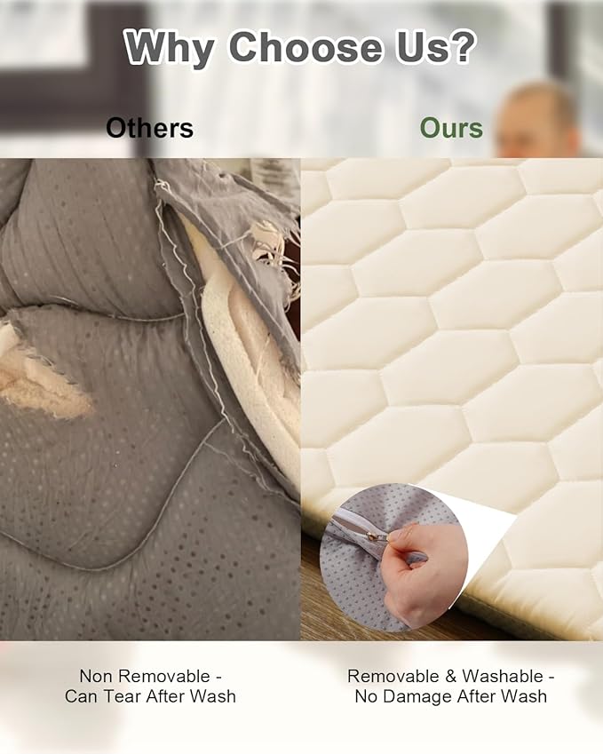 TINYHARBO Premium Foam Baby Play Mat 71" x 59" with Removable Cover, Extra Thick Padding Playpen Mat, Non-Slip Floor Mat, Stylish & Easy to Clean for Crawling Baby, Infants & Toddlers, Beige