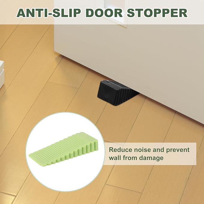 uxcell 6 Pcs Door Stoppers for Bottom of Door, 15mm/0.59 Inch Door Stops, Rubber Door Stopper Wedge Anti Slip, Window Stopper Door Stackable, Green