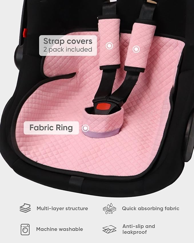 TinlyFinly 2 Pack Baby Potty Training Car Seat Protector, Waterproof Car Seat Liner for Potty Training Toilet, Baby Infant Toddler Piddle Pad Fits for Carseat, Stroller, Highchair - 2 Pack, Pink