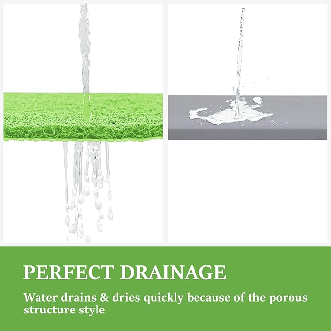 LuxStep Shower Mat Bathtub Mat,24x36 inch, Non-Slip Bath Mat with Drain, Quick Drying PVC Loofah Bathmat for Tub,Shower,Bathroom, Grass Green