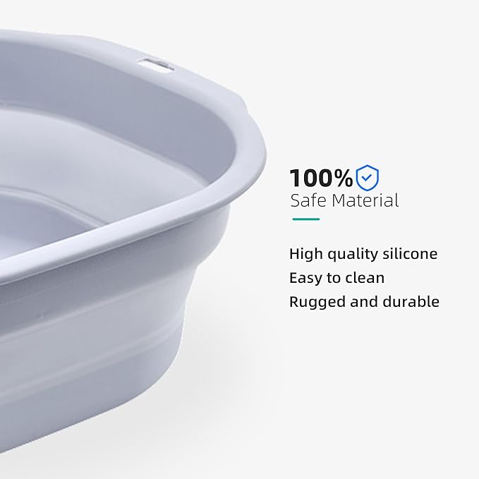 Bellglee 2 Pack Collapsible Wash Basin Set, Foldable Dish Tub, Small Medium Portable Sink for Kitchen, Camping, RV, Baby Bottles, Laundry, Plastic Washbasin -Gray