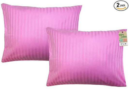 ZPECC Toddler Pillow with Pillowcase 2 Pack - 13x18 Organic Cotton Hypoallergenic Kids Pillow, Baby Essentials for Travel Crib Daycare Stroller (Intended for Age 2 and up) Pink Stripe