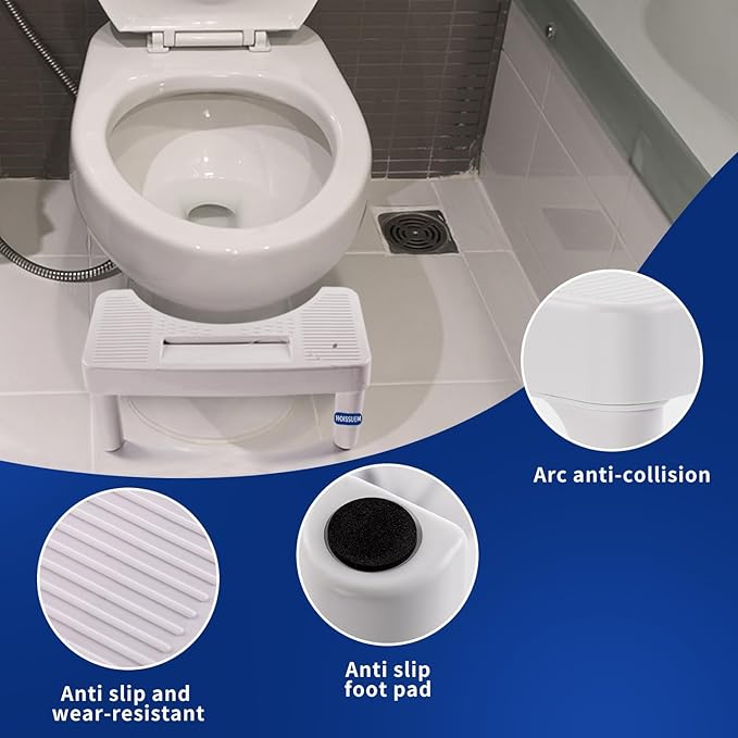 6.8 Inch Toilet Stool for Bathroom,Hoissuem Non-Slip Potty Stool for Pooping,Hoissuem Toilet Step Stool for Adults/Seniors/Kids