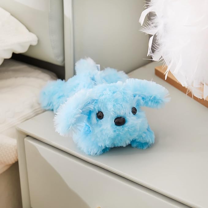 WEWILL 10'' Light up Blue Puppy Dog LED Stuffed Animal with Colorful Night Light Glow Soft Plush Toy Gifts for Kids on Christmas Birthday