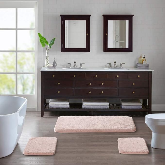 Suchtale Large Bathroom Rug Extra Soft and Absorbent Shaggy Bathroom Mat (24 x 60, Dusty Pink) Machine Washable Microfiber Bath Mat for Bathroom, Non Slip Bath Mat, Bathroom Floor Mats Rubber Back