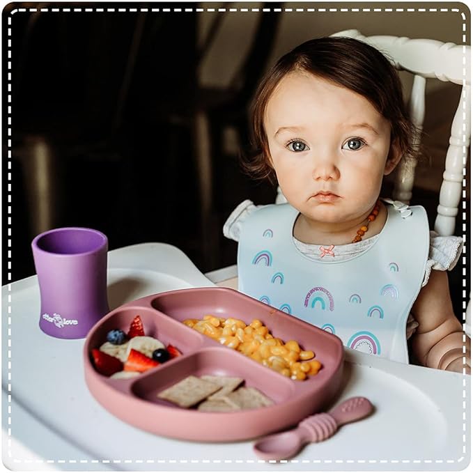 otterlove Silicone Bib – 100% Pure Platinum LFGB Baby Bibs with No Fillers – Wide Food Catching Pocket – Easy Clean – Mess Proof – Dishwasher Safe – BPA and Phthalate Free