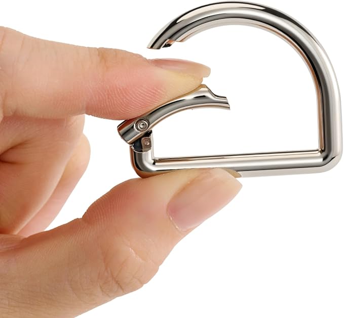 10pcs Metal D Ring Spring Key Hooks Keyring Clip for Keychain Buckle, Backpacks Handbag Purse Hardware, DIY Crafts