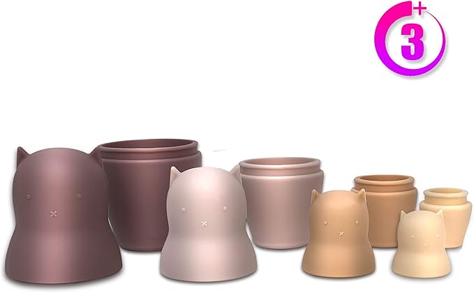 Hide N Seek Toddler (3+) Silicone Stacking Nesting Dolls Toy: Kozy Kittens
