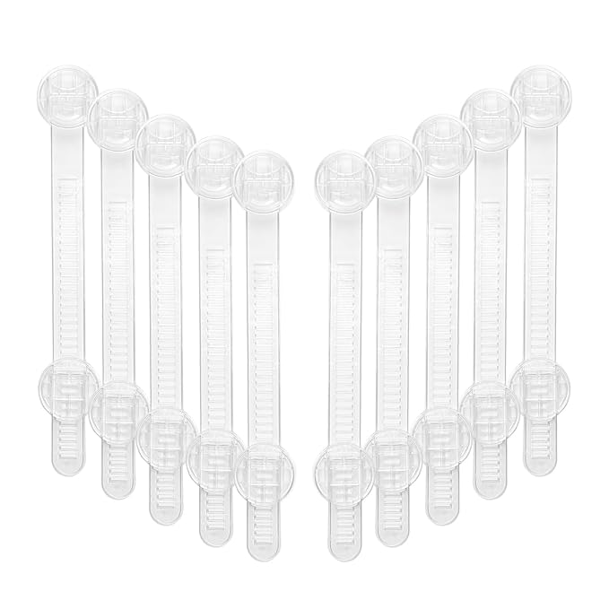 Snowharp Baby Proof Cabinet Locks, Safe Quick and Easy Transparent Drawer Door Latches, Adjustable No Drilling Child Safety Cabinet Straps for Fridge, Oven, Dishwasher, Toilet Seat (L, Count, 10)