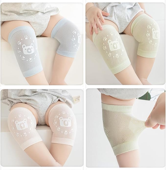 Baby Crawling Knee Pads and Socks with Anti-Slip Grips 10 Pairs Unisex Baby Toddler Nonslip Kneepads & Ankle Socks