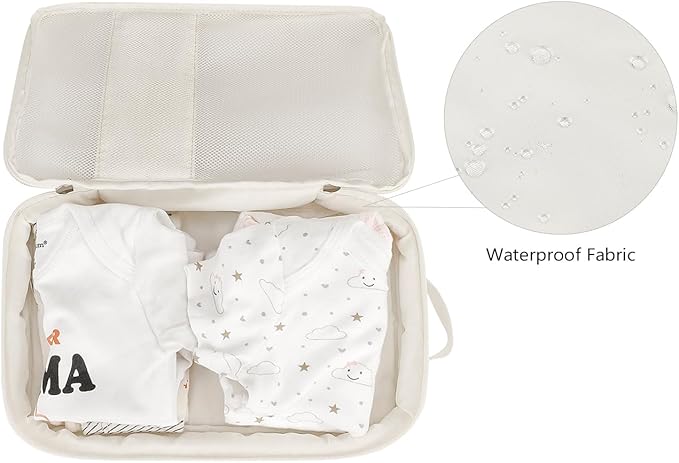 MOMIGO Baby Diaper Bag Organizer Pouches - 2 Pack Waterproof Pod Hanging Diaper Bag Cute Bear Mesh Bag Reusable, Washable or Baby Cloth Diapers