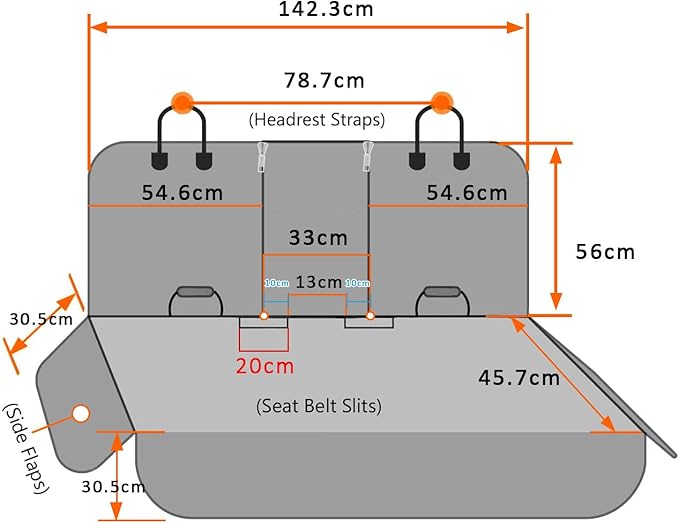 HNCPSY Dog Car Seat Cover for Back Seat Pet Cover for Dogs, Waterproof Nonslip Car Seat Covers Protector Scratchproof Pet Bench Seat Covers for Cars, Truck, SUV