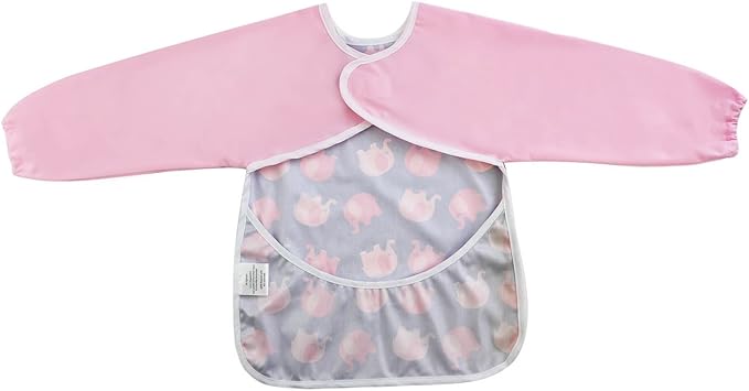 Hi Sprout Infant Toddler Baby Waterproof Sleeved Bib, Bib with Sleeves&Pocket, 6-24 Months