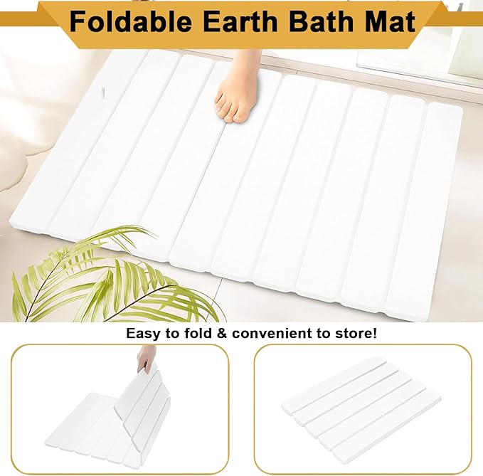Stone Dish Drying Mat 24"×16" – Super Absorbent Diatomite Earth – Quick Dry, Collapsible & Eco-Friendly Drying Mat for Dishes, Bottles & Utensils