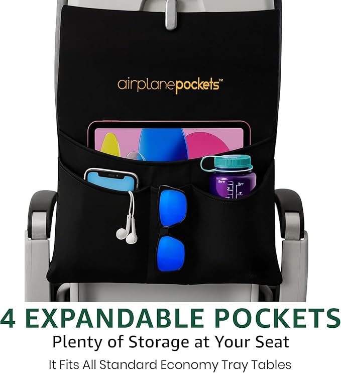 Airplane Pockets - Airplane Accessories - Plane Travel Essentials - Travel Organizer - Seat Storage Organizer - Air Travel Essentials - Seatback Organizer - International Travel Accessories Must-Haves