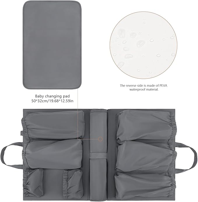 Lmbabter Removable Organizer Insert with Insulated Pocket,Updated Diaper Bag with 11 Total Pockets&Changing Pad, Handbag Tote Bag for Women Mommy Nurse (Dark Grey)