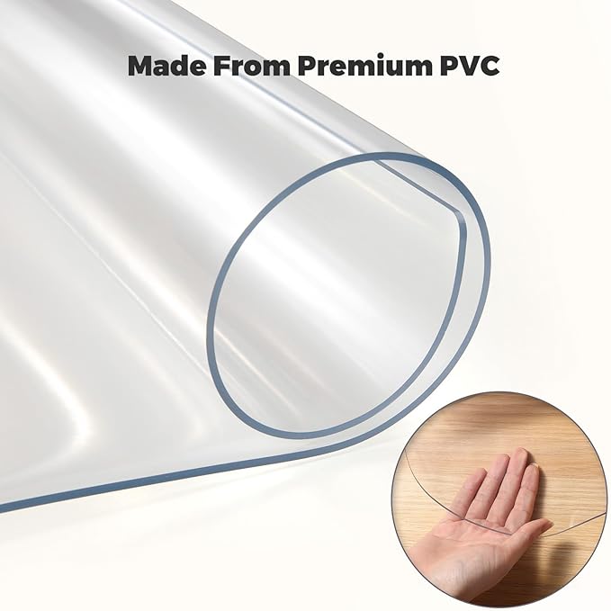 Yecaye Office Chair Mat for Hardwood Floor, Clear Computer Desk Chair Mat, PVC Heavy Duty Floor Protector for Rolling Chairs, 1.7mm Thick Chair Mat (Transparent, 48" x 55" x0.07'')