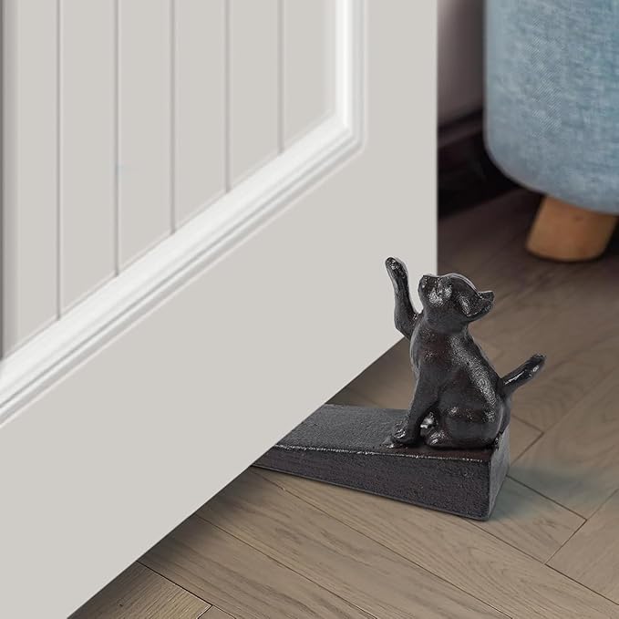 Notakia Cat Door Stopper Heavy Duty Rustic Cast Iron Cute Door Stopper Decorative Door Stop Vintage Metal Door Wedges for Home Office Commercial Industrial Use (Cat 1Pcs)