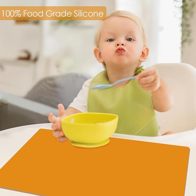 Extra Large Silicone Mats for Kitchen Counter, 27.6'' x 19.7'' Silicone Placemats for Kids, Nonstick Silicone Mat for Baking Crafts, Nonskid Heat Resistant Mat Orange Kids Placemats for Table,1Pcs