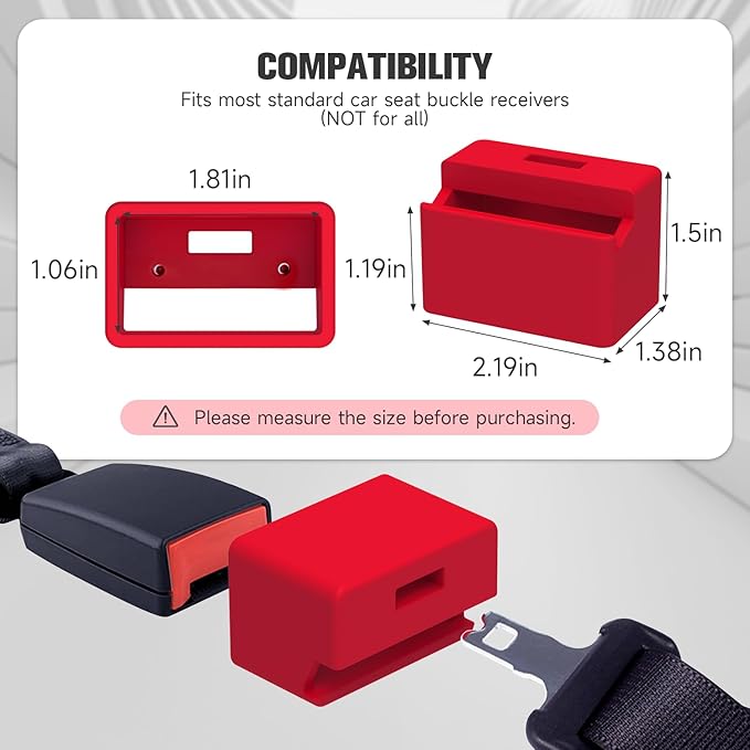 Morlike Silicone Seatbelt Secure Buckle Safety Cover Lock | Keep Children Safe in Car Seat and Prevent Kids from Accidentally Unbuckling | Buckle Guard Fits Almost Vehicles(RED, 1 Pack)