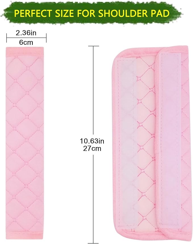 Car Seat Belt Cover Pad, 5 Pack, Seatbelt Covers for Car Accessories, Soft Material, Car Seat Strap Pads, Pink 10.63 inches, Applicable for All Vehicles, Comfort for Neck Shoulders (5-Pink)