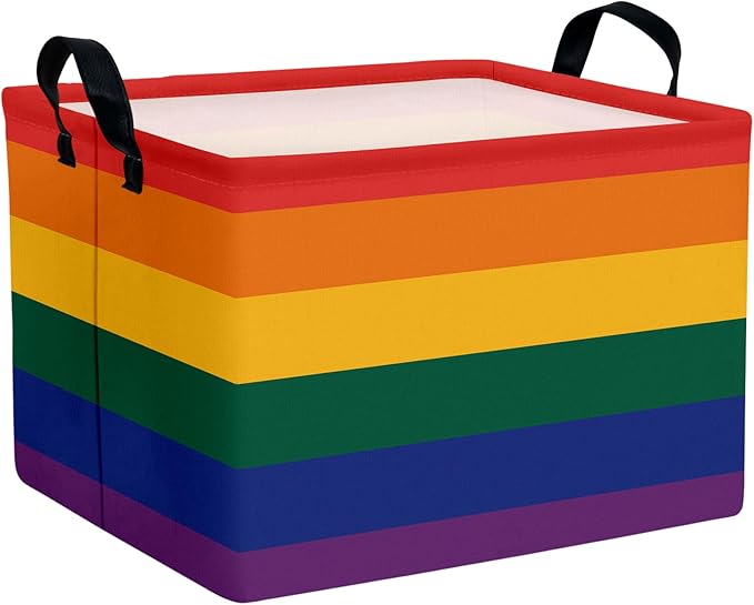 ASKETAM Rainbow Storage Baskets for Shelves for Classroom and Nursery Bin & Toy Organizer for Baby Room (Colorful Stripes)