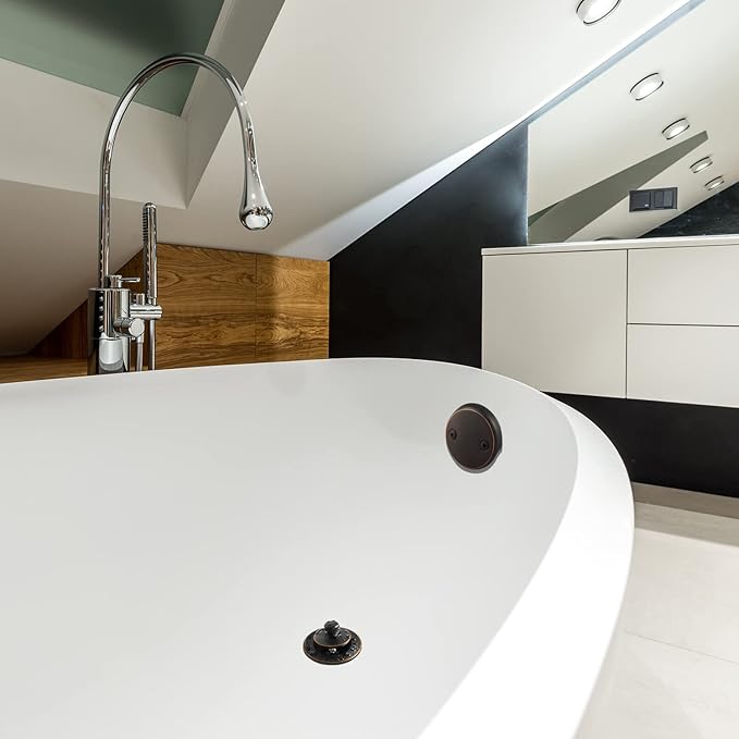 Dual Hole Bathtub Drain Overflow Plate with Two Matching Screws, Easy to Install, Venetian Bronze