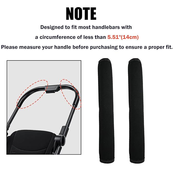 2 Pack Stroller Handle Cover (11.02 * 5.51 inches), Replacement Baby Stroller Handle Pads, Handle Sleeve Cover for Baby Stroller Pushchair, Pushchair Armrest Dust Proof Handle Sleeve