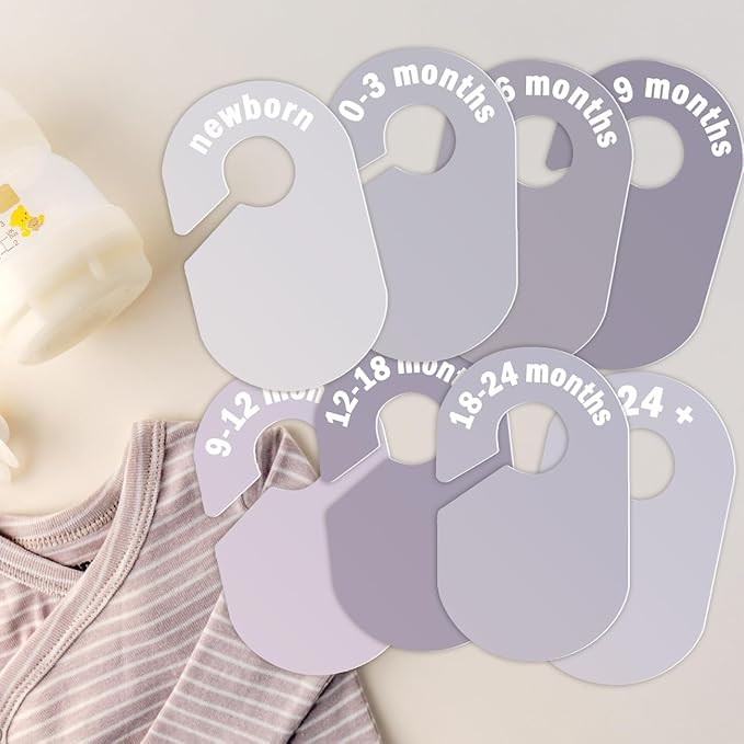 8 Pack Baby Closet Dividers – Pure Green Nursery Organizer for Baby Clothes 0-24 Months, Closet Size Markers, Baby Clothing Organizer for Nursery (purple)
