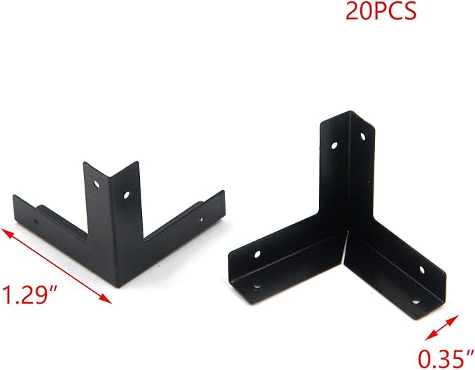 T Tulead Light Duty L Shape Iron Corner Protectors Box Corner Furniture Edge Guard 1.29"x0.35" Decorative Black Corner Protectors Edge Protector 20PCS with Mounting Nails