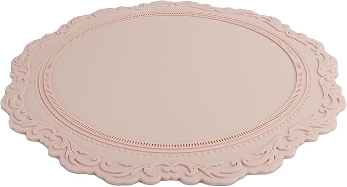Round Silicone Placemats Set of 4, 13.38" Thick European Style Non-Slip Easy Clean Table Place Mats Decor