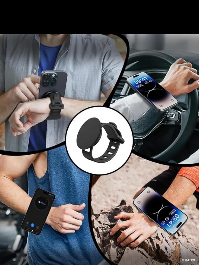 Stroller Phone Holder Universal Phone Holder for Stroller Strong magnetic phone holder with adjustable strap, stable and safe, compatible with fitness equipment, strollers, shopping carts, White