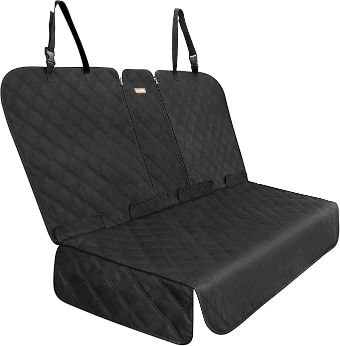 Back Seat Cover for Compact Cars/SUVs Rear Split Bench - 900D Oxford Waterproof Non-Slip Car Seat Protector for Messy Kids & Drooling Dogs, Easy Clean(Black)