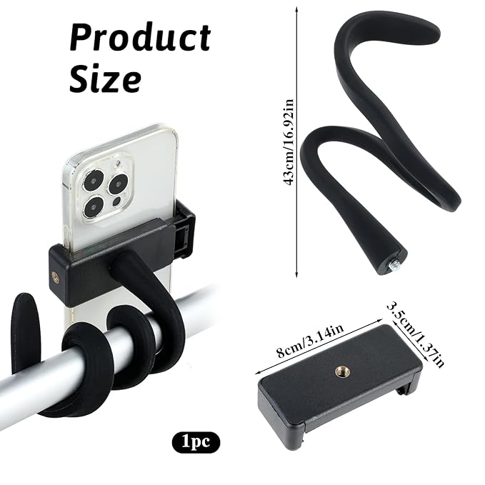 Stroller Phone Holder, Portable Flexible Cell Phone Holder Stand with Non-skidding Arm Grip Soft Alloy Phone Clamp Stroller Accessories for Baby Buggy Desk Handlebar Treadmill Pushchair
